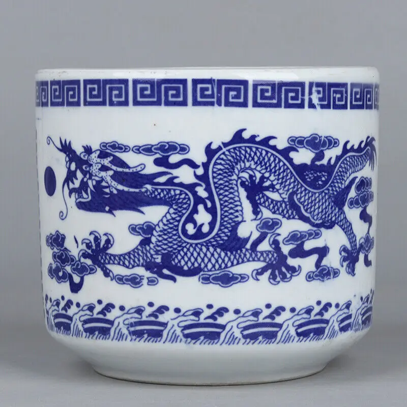 Chinese Collection Nice Art Work Blue and White Porcelain Jar Dragon Pattern Pot 5.91 inch