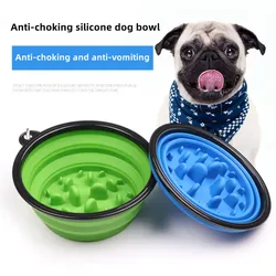 Slow Food Bowl Small Big Dog 1L Outdoor Travel Bowl for Dogs Flodable with Buckle Pet Feeder Puppy Dog Cat Bowls Pets Products