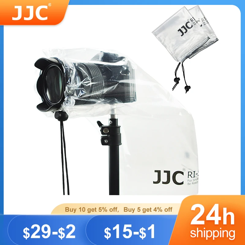 JJC 2PCS Camera Raincoat Rain Cover for Canon Nikon Sony Fuji DSLR SLR Cameras Accessories Rainproof Protector Protection