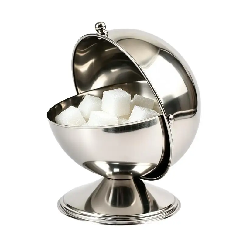 Stainless Steel Sphere Storage Jar Flip Lid Food Grade Rustproof Container for Kitchen Snack Coffee Bean Home Decor
