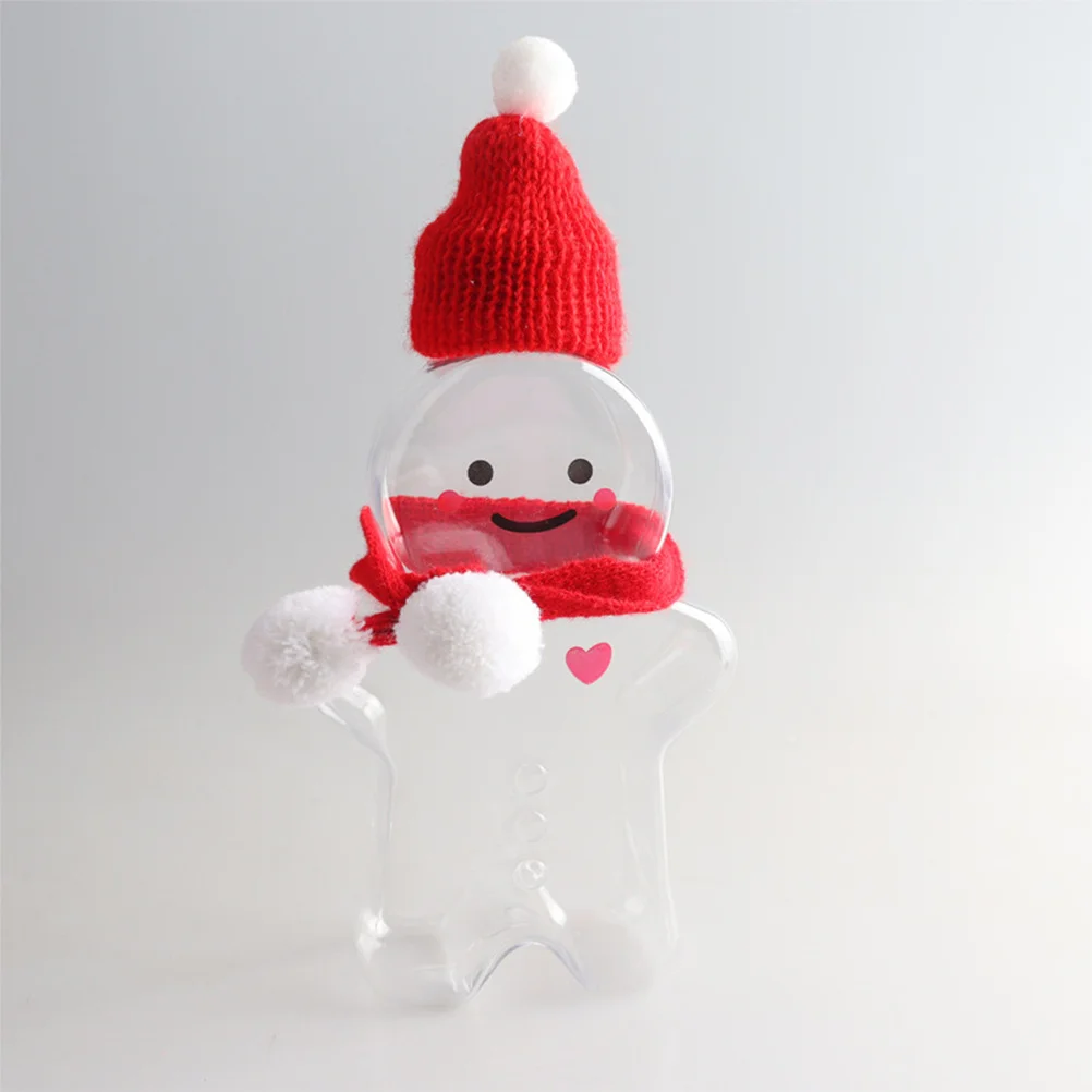 

3Sets Christmas Gingerbread Man Juice Bottles 700Ml Empty Drink Containers with Caps Scarves for School Travel Party Bpa Free