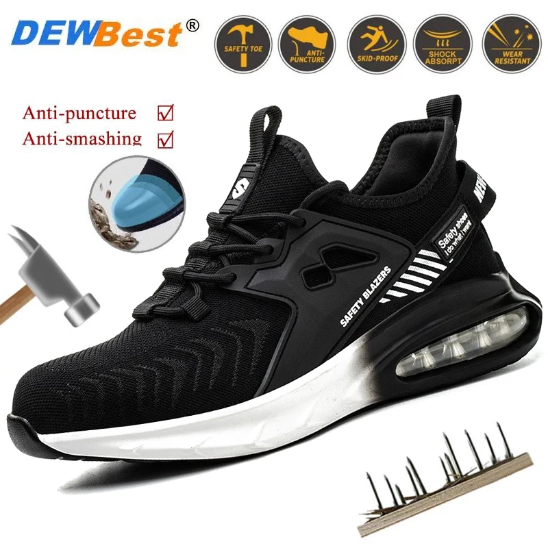 Safety shoes men's air cushion lightweight breathable sports work shoes anti-piercing anti-smashing protection work boots
