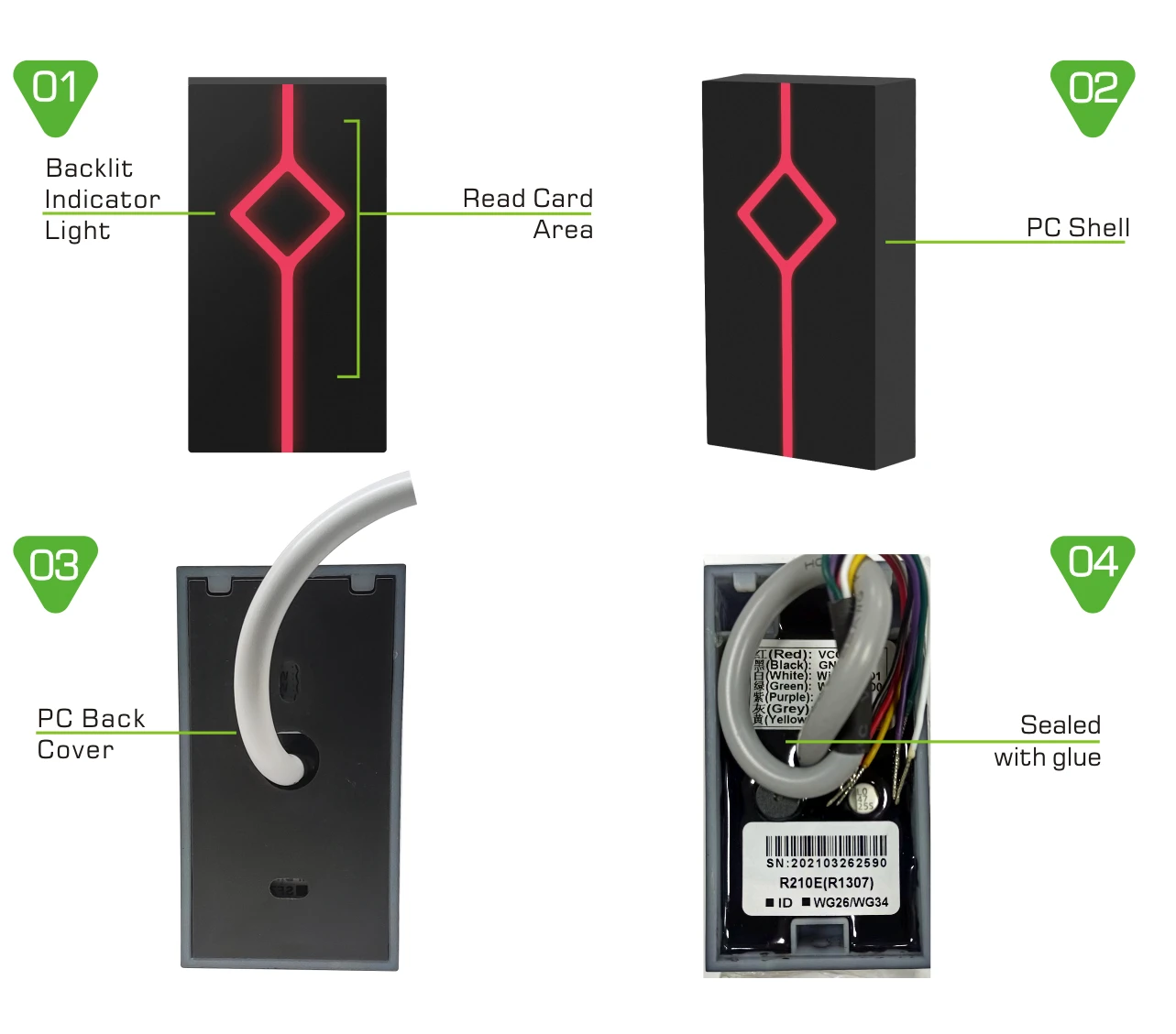RFID 출입 통제 카드 리더기 125KHz 위건드 26/34, IP67 방수, 중국식 도어 보안 시스템, 중국식