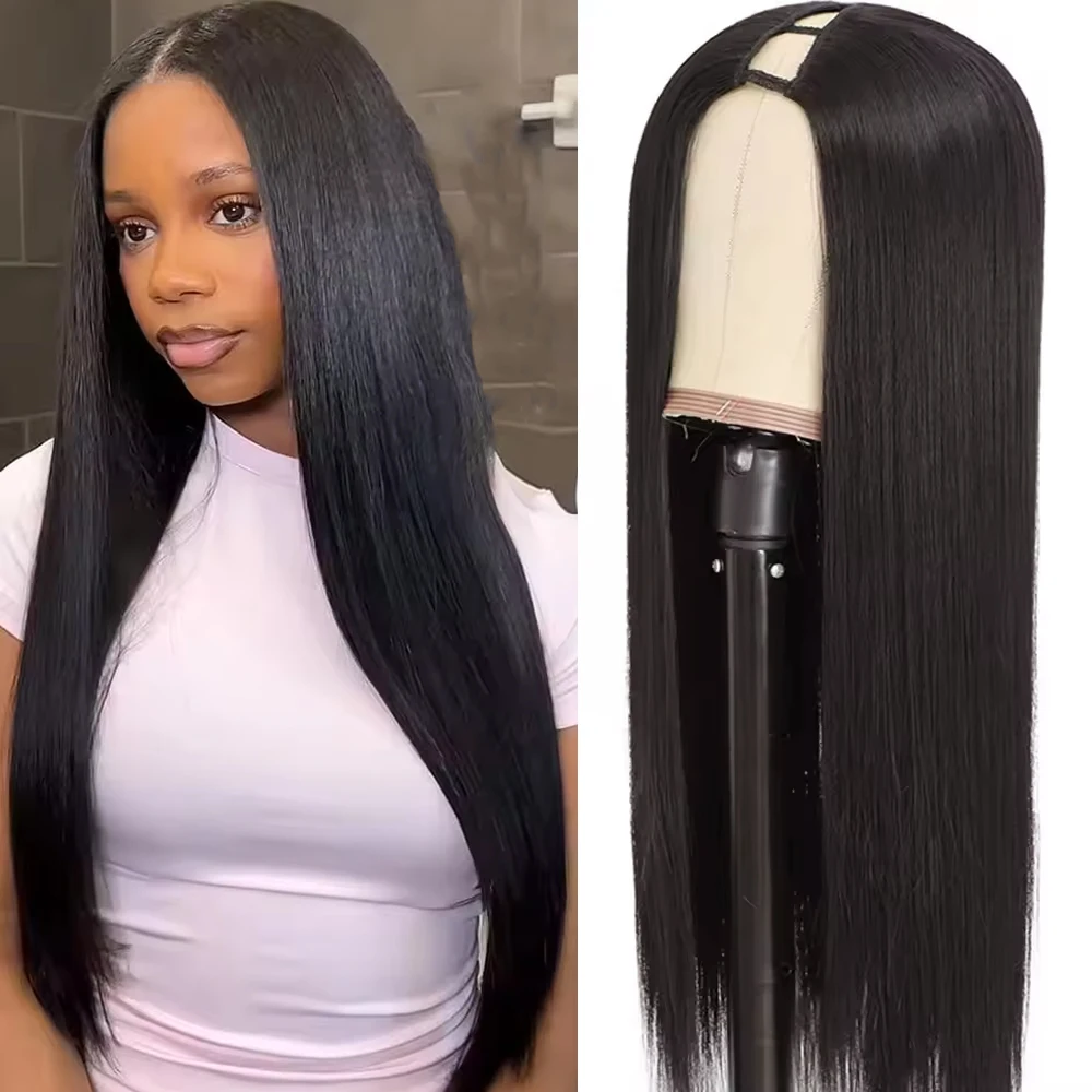 

100% Remy Hair V Part Bone Straight Wigs Human Hair No Leave Out No Glue Brazilian Hair Wigs For Women V Part Wig 180%
