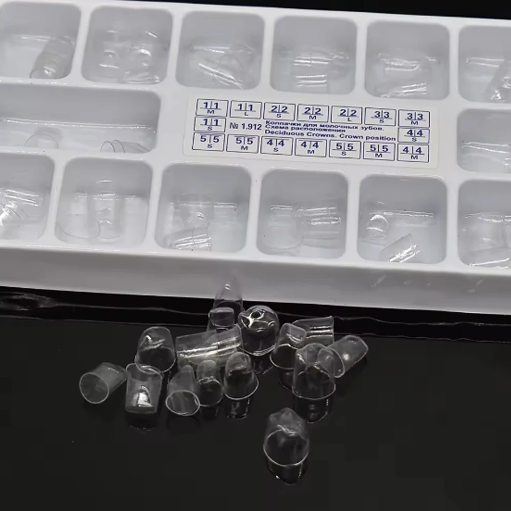 Crowns Transparent Temporary Preformed Molar Dental Anterior Posterior Teeth Deciduous 64pcs/Box Child Adult Kids Matrix Kit