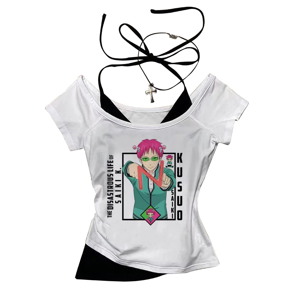 Saiki K Crop-Top Mädchen Manga süße Szene Shirt koreanische Mode Goth Vintage Meme Manga – Detail 7