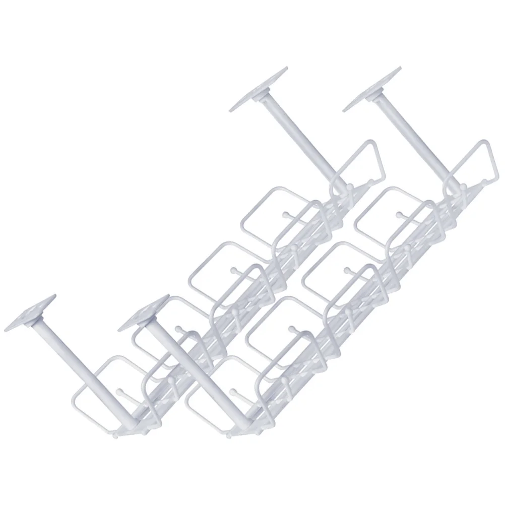 2Pcs Under Desk Cable Organizer Tray Durable Plastic Wire Management Rack for Home Office Use Under Table Cable Management