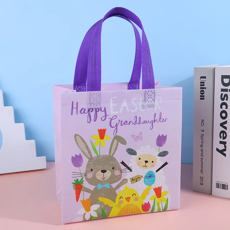 Easter Egg Rabbit Non-Woven Gift Bag Simple Waterproof Large Capacity Easy To Store Dust Moisture-Proof Firm Practical Handbag