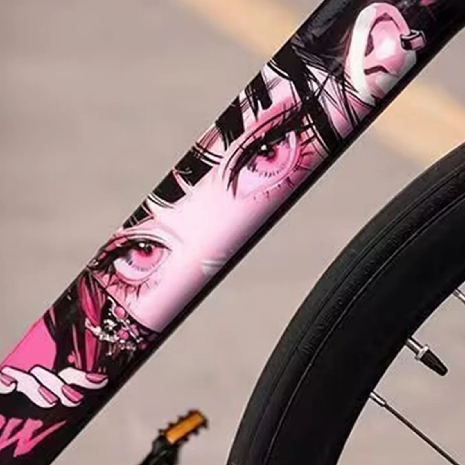 

Trendy Bicycle Decoration Stickers Personalized Manga Eye Pattern Bicycle Lower Pipe Waterproof Sticker Cycling Accessories 2pcs