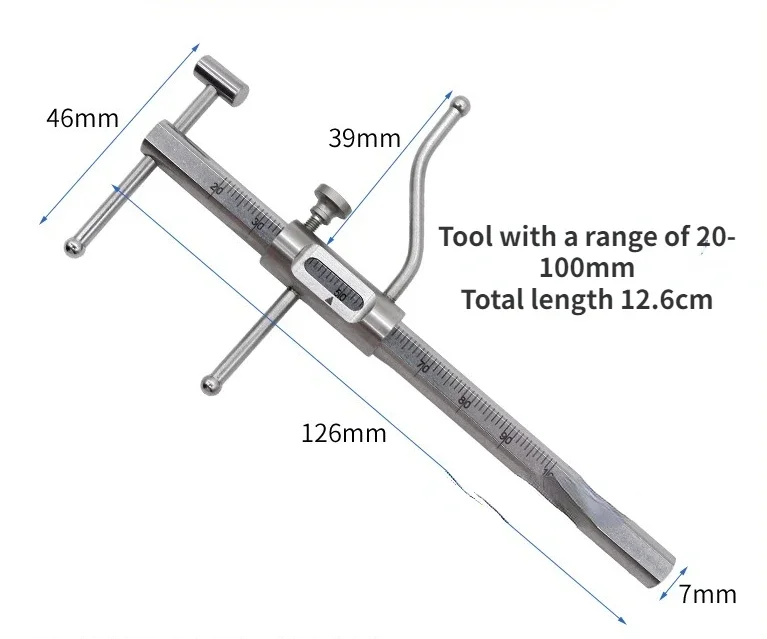 ไม้บรรทัดวัดทางทันตกรรม1ชิ้นไม้บรรทัดดิจิตอลเวอร์เนียร์ทันตกรรมรากเทียม20-100มม. สแตนเลสคาลิปเปอร์แบบเลื่อนสำหรับจัดฟัน