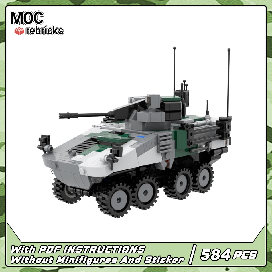 

Military Weapons Tracked Tank LAV-27 IFV Armoured Infantry Carriers Vehicle MOC Building Block Model Bricks Puzzle Toys Gifts