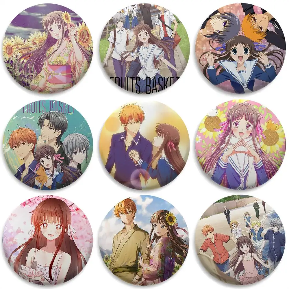 

Amine F-Fruits Basket Badges Round Exquisite Badge Brooches Creative Pins For Clothes Hat Backpack Gift Accessories