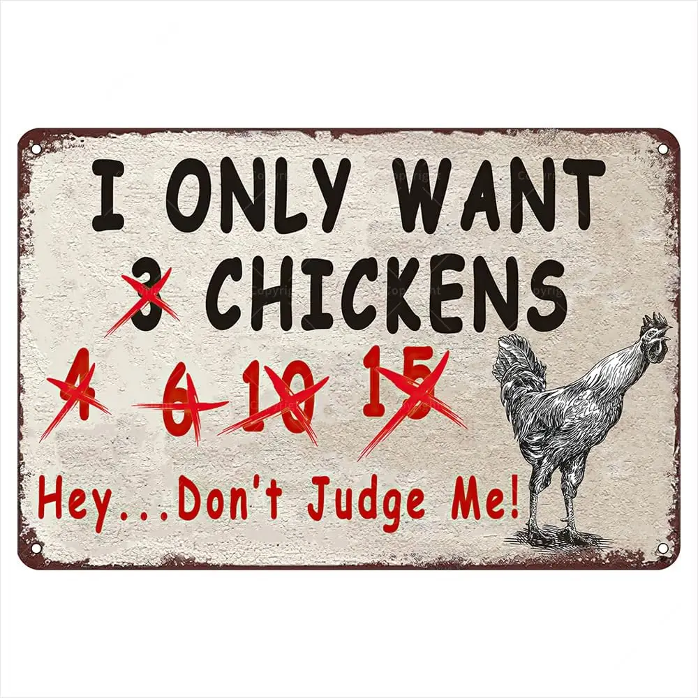 Chickens Farm Metal Tin Signs, 12