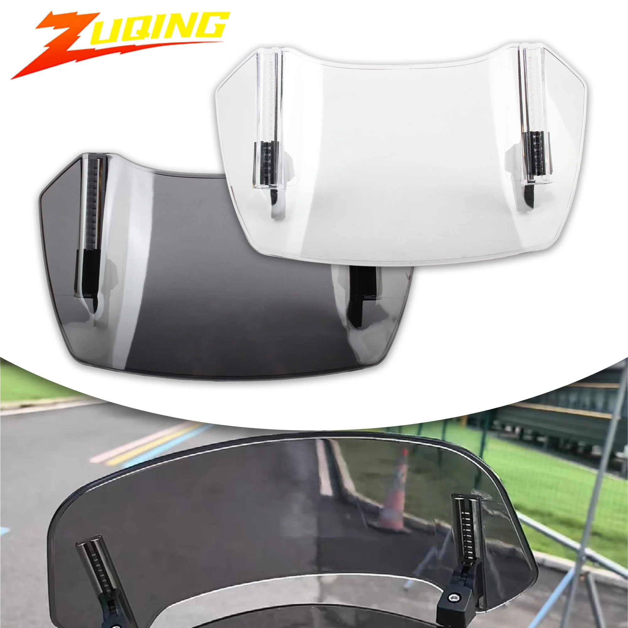 

Universal Motorcycle Windshield Extension Adjustable Clamp-On Windscreen Spoiler Deflector Heighten Wind Modified Accessories