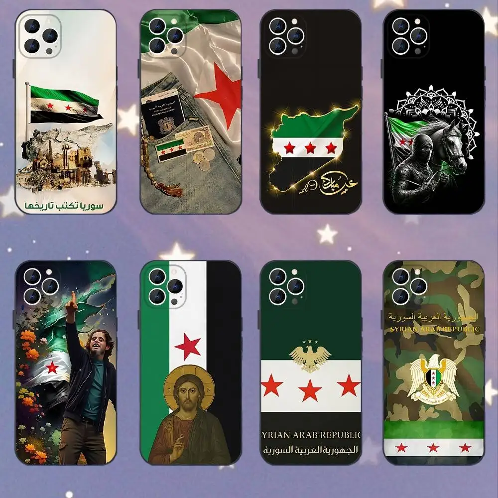 

S-Syria Flag wallpaper Phone Case For iPhone 17,16,15,14,13,12,11,Pro,XS,Max,XR,Plus,E,SE4,Mini Black Soft Cover