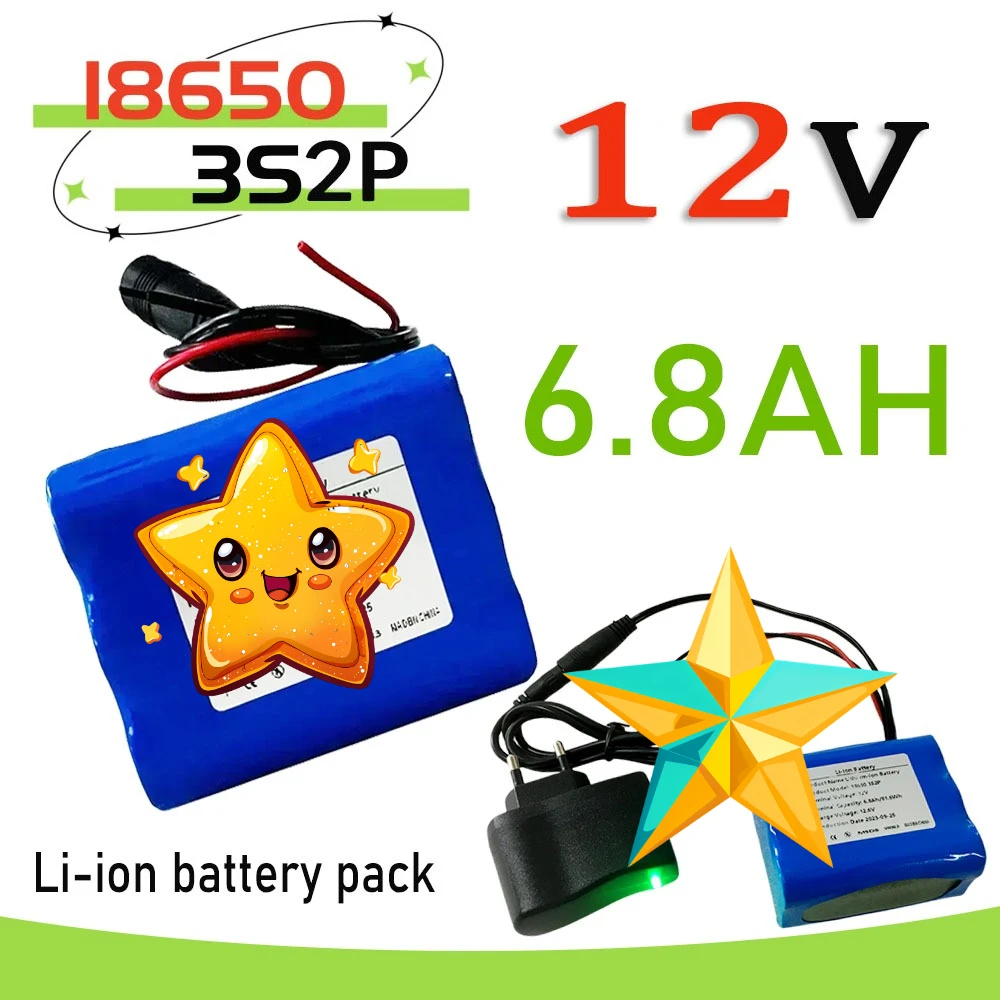 

12.6V 18650 2025 NEW 3S2P 12V 6800mAh Rechargeable Lithium-ion Battery Pack Charging Battery + charger