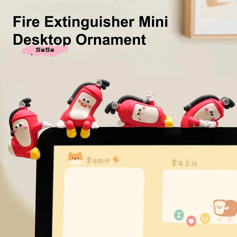 S-1Pc Mr. Extinguisher Mini Resin Ornament Creative Central Control Screen Doll for Party Office Decor Funny Party Decoration