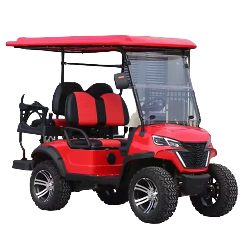 

Adults 4-wheel electric golf cart 5KW 60v lithium battery Red golf cart li ion battery pack 48v for sale