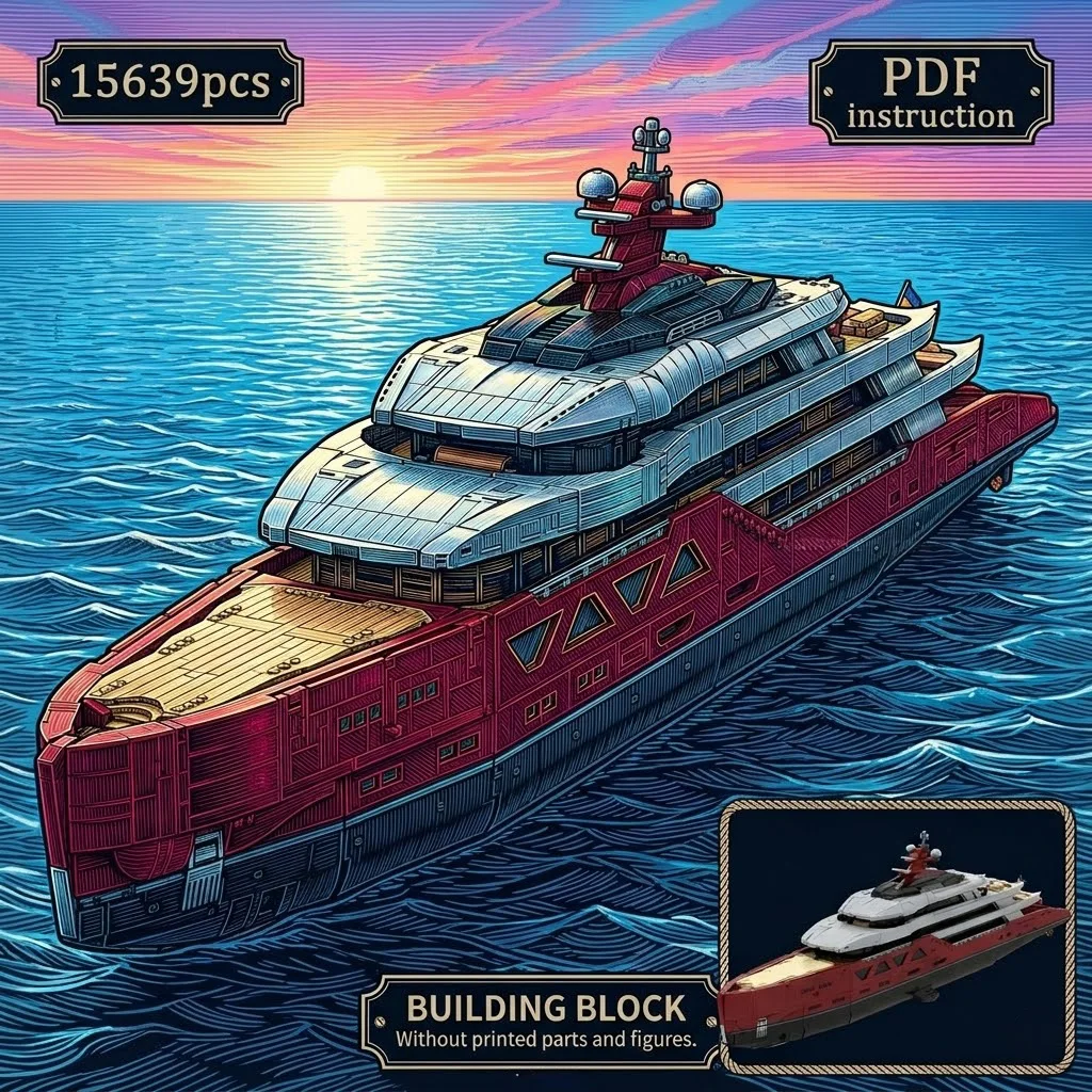 

Multi Deck Ocean Vessel Luxury Expedition Superyacht Stylized Cruise Ship MOC Block Model For 254412 MOC