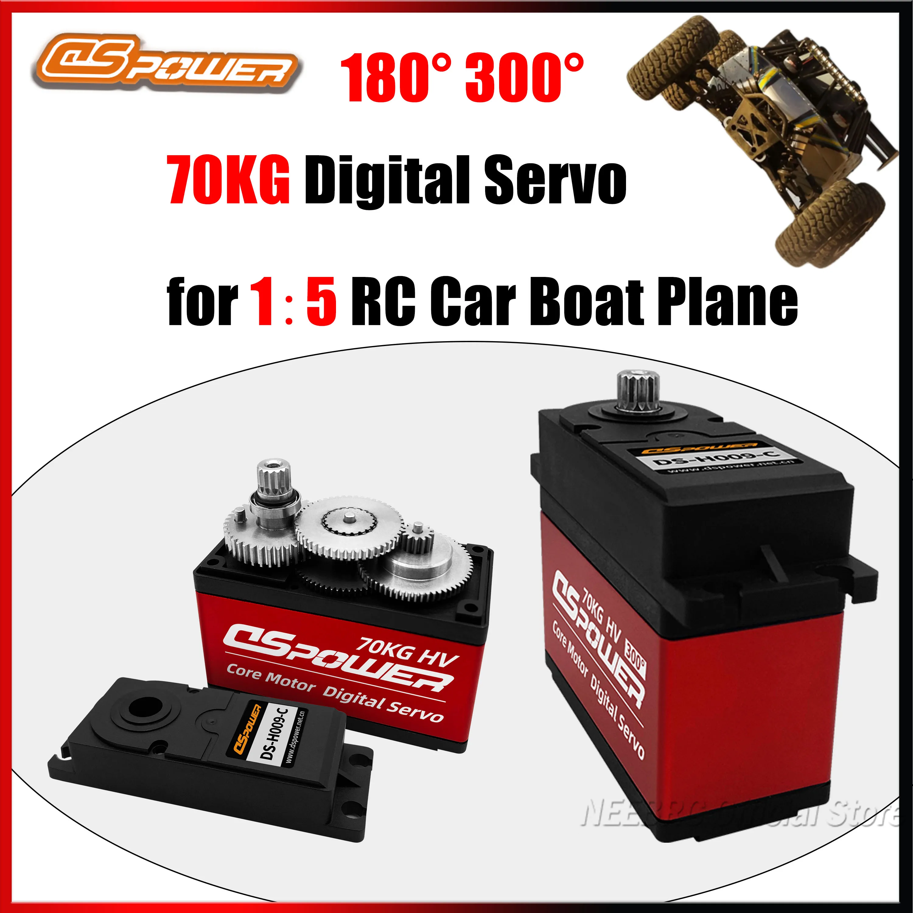 DSpower 70KG Metal Gear Servo standard digitale Tensione ad alta velocità Coppia elevata per 1:5 RC Car Modle Crawler Robot Barca Aereo