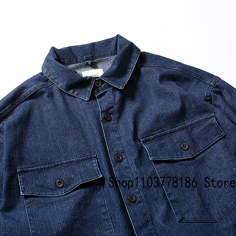 New WTAPS Denim Shirt Japanese Trend Brand Simple Retro Loose Casual Original Label Wtaps Coat Men\'s Women\'s Clothing