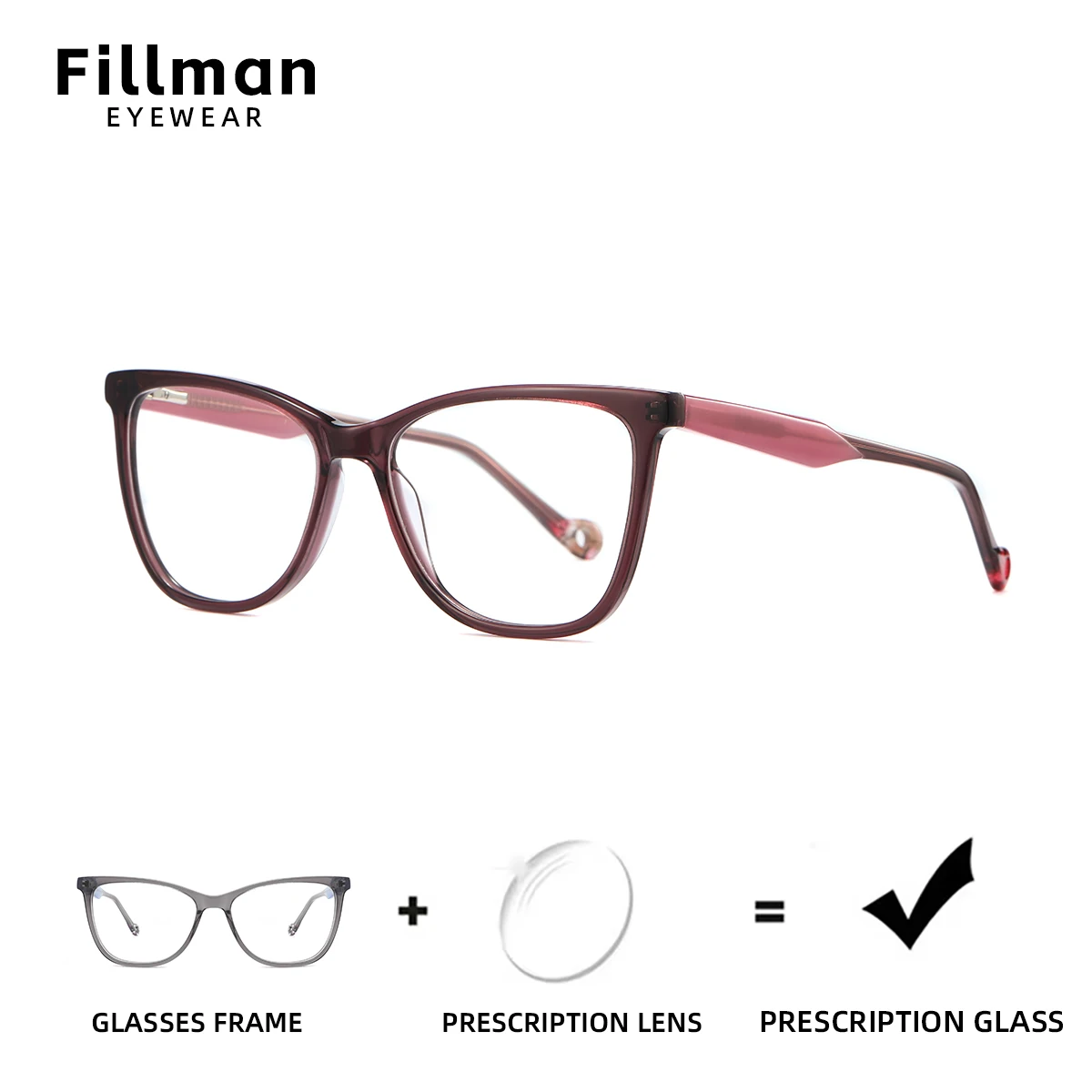 フィルマンアセテート処方メガネ新しいカラフルな女性アイウェア抗青色光フォトクロミック光学眼鏡ピンク蝶