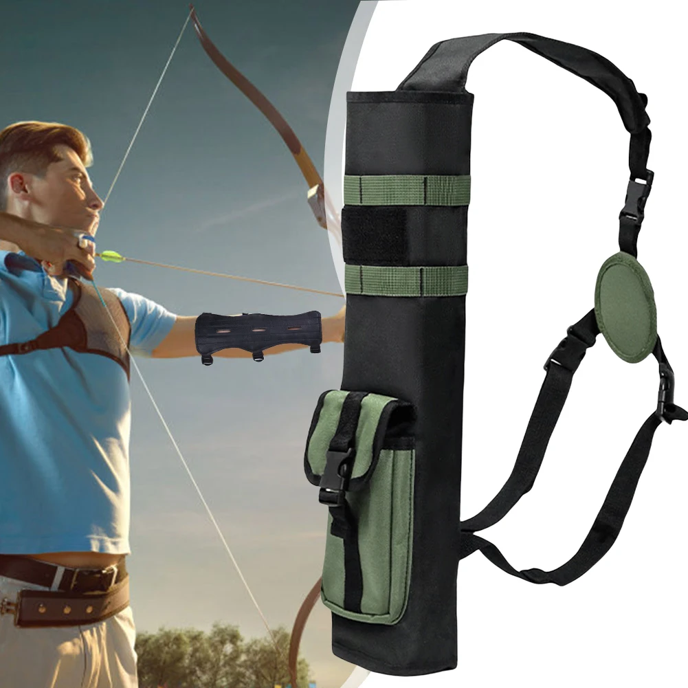 Archery Quiver with Molle System Pocket Back Arrow Quiver Dual Use Adjustable Arrow Bag for Target Shooting Hunting