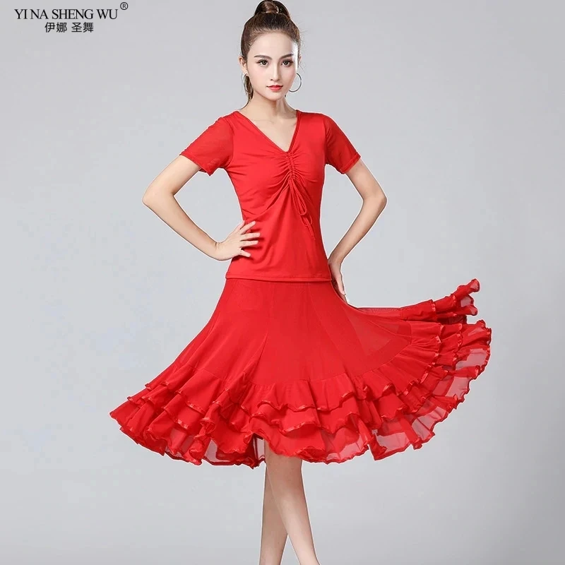 Women Modern Dance Skirt Long Big Swing Dance Costume Spanish Flamenco Ballroom Skirt Waltz Dance Wear Performance Costume