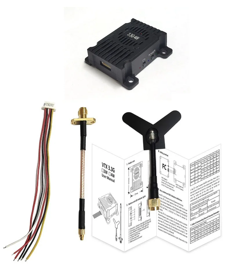 Émetteur de transmission d'image pour importateur de course RC, kit récepteur VTX, 3.3GHz, FPV, 8CH, 4W, 4000Mw, RX, VRX, 3.3G