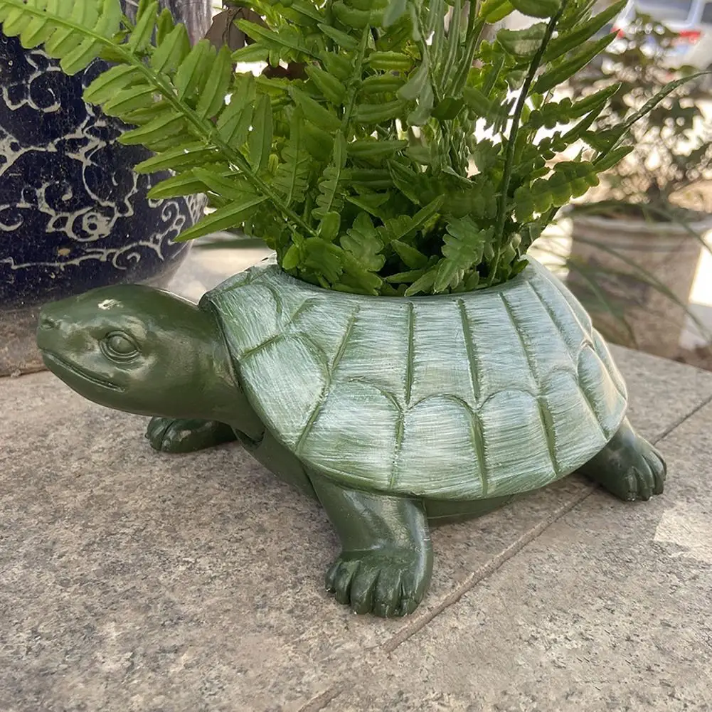 Turtle Planter Pot Resin Tortoise Flowerpot Animal Statue Indoor Outdoor Succulent Plants Container Home Garden Decoration