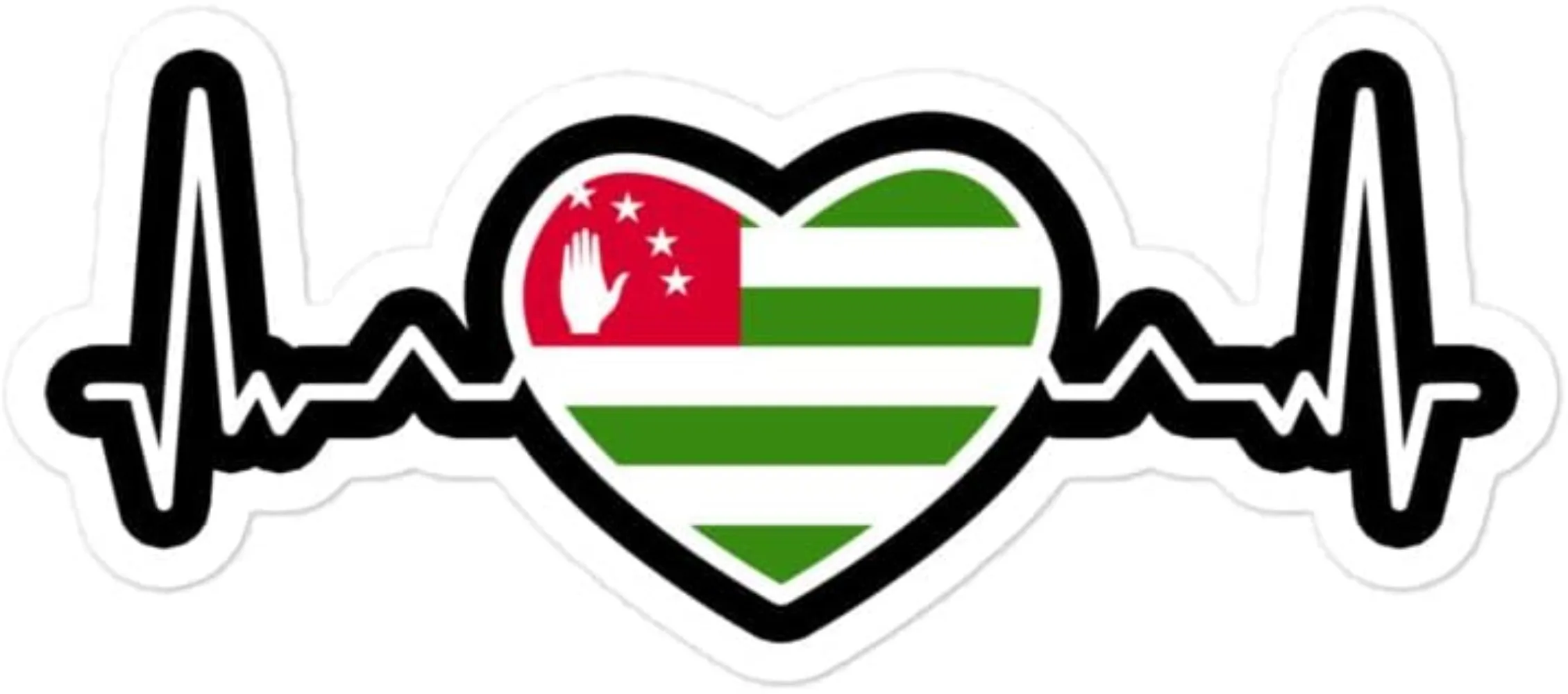 

Abkhazia Flag Heartbeat Sticker Heart Pulse Line ECG Abkhazian Pride Patriotic Love Stickers Patriotism for Laptop Phone