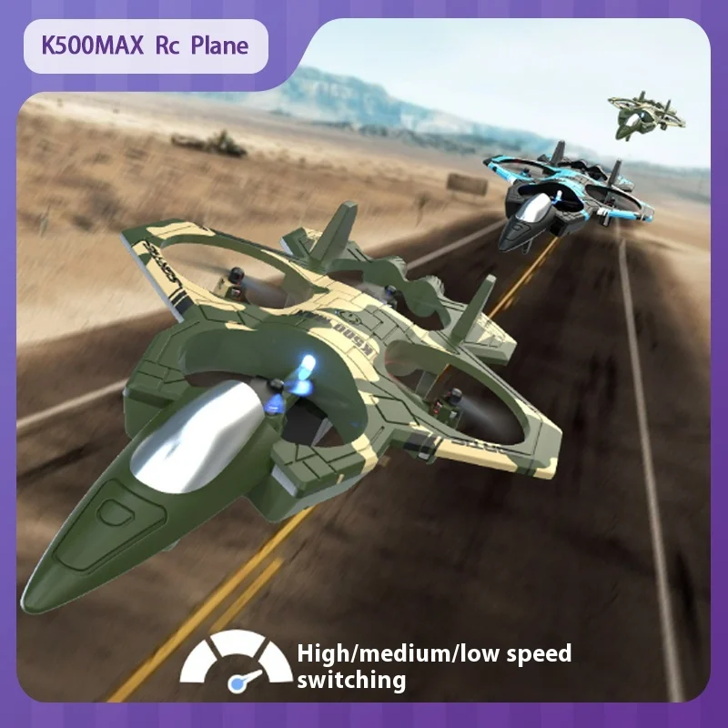 

K500MAX Rc Plane Fighter Four-Channel Suspended Four-Axis Uav Fixed Height Rollover Stunt Lights Aircraft Children'S Toys Gifts