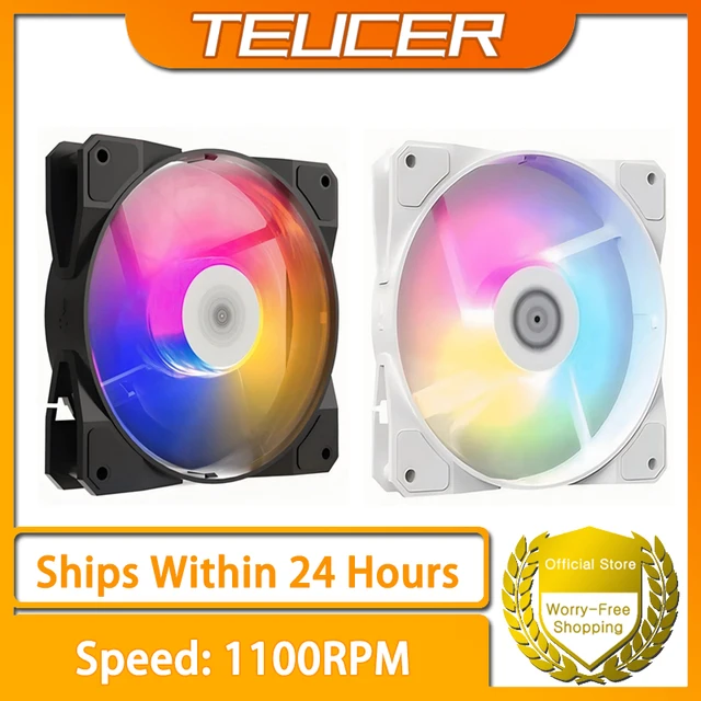 TEUCER P16 RGB FAN 120mm Wentylator do obudowy komputera PC Rainbow Radiator 4PIN 12cm Chłodnica procesora Cichy wentylator