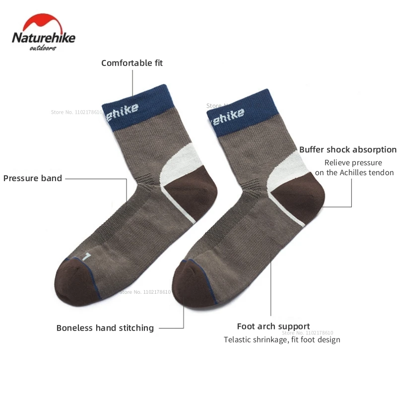 Naturehike Sports Fitness Quick Drying Socks Camping Hike High Stretch Right Angle Socks Outdoor Sports Moisture Wicking Socks