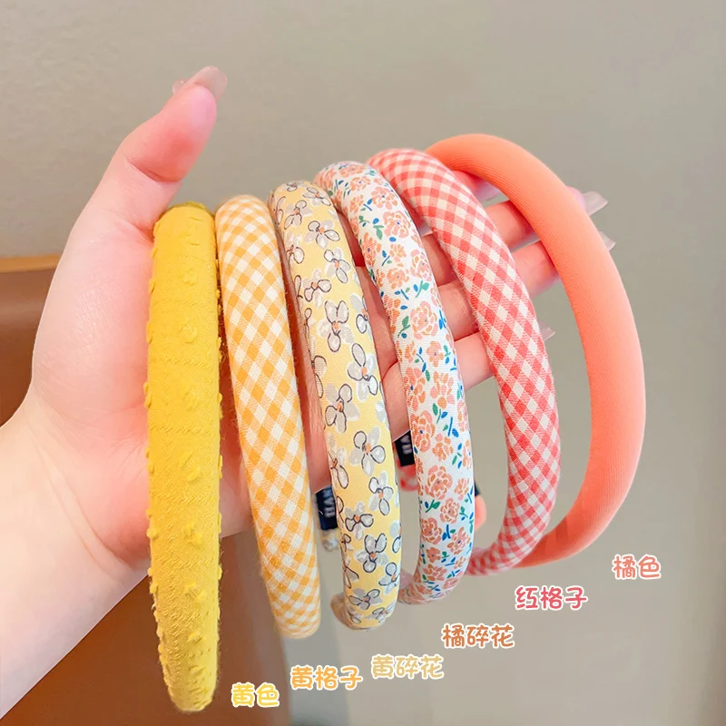 3 Pcs/Set New Women Girls Plaid Floral Colors Broadside Hairbands Sweet Children Vintage Cute Hair Hoop Kids Hair Accessories