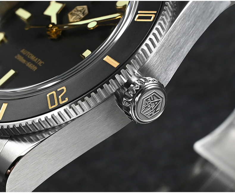 San Martin Мужские автоматические часы 37 мм Механические наручные часы Военный дайвер 20 АТМ Водонепроницаемые светящиеся сапфировые NH35 Керамический безель