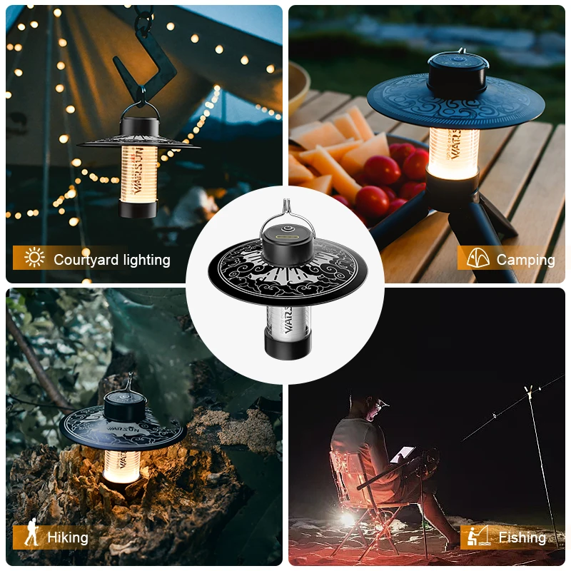 WARSUN CP66 Multipurpose Outdoor Camping Light - Portable LED Lantern with Built-in Battery, 4 Modes, Magnetic Base