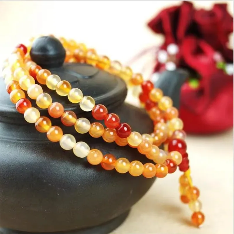 Wholesale Natural Coloured agate jade 6-8mm 108 beads Necklace Fashion Women Yoga Beaded Pendant Gemstone Beads Gift for Jewelry