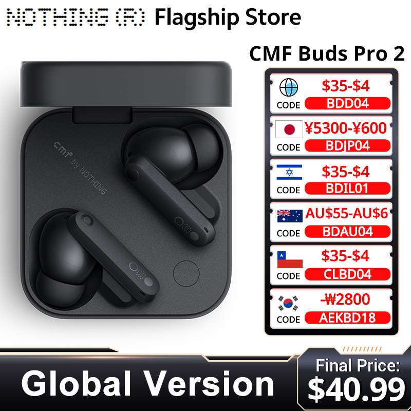  New Global Verison CMF Buds Pro 2 with 50 dB Hybrid Active Noise Cancellation 6 HD MICS IP55 Bluetooth 5.3 Buds Pro2 