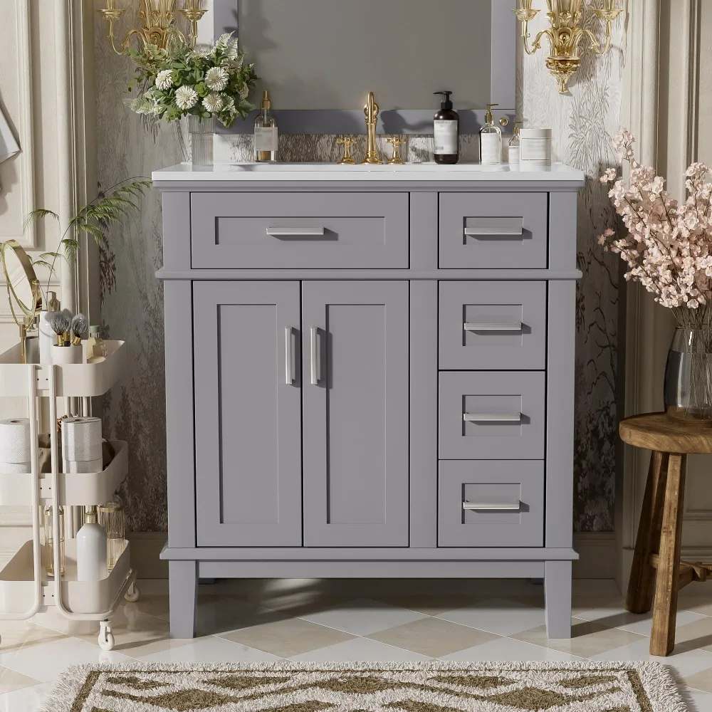 Bathroom Vanity with Ceramic Sink, 30