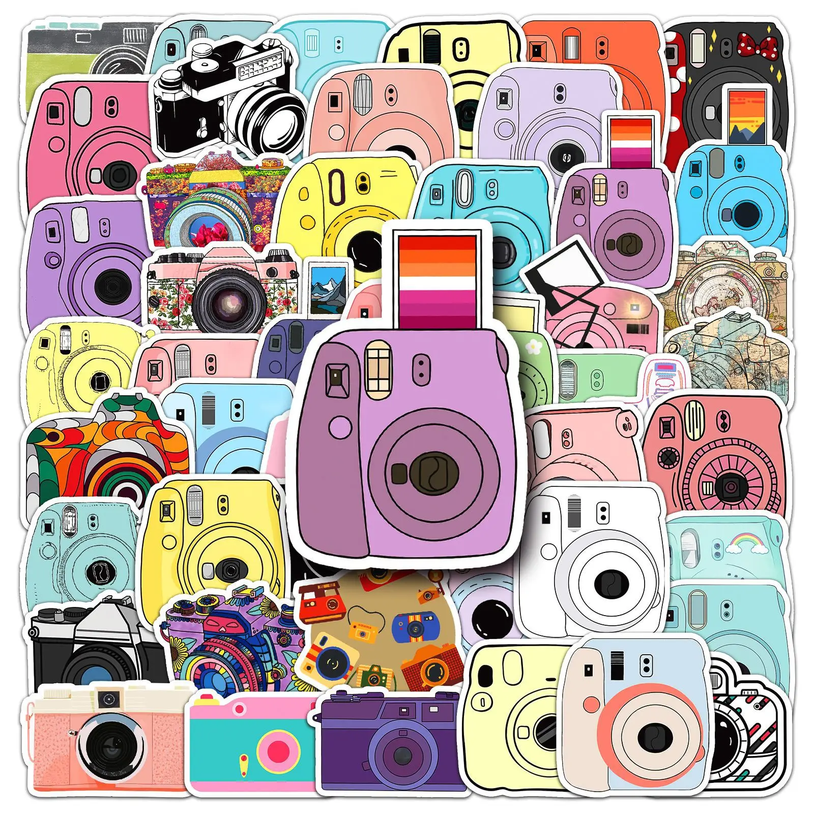 50Pcs Cartoon Camera Series Graffiti Stickers Suitable for Laptop Helmets Desktop Decoration DIY Stickers Toys Wholesale