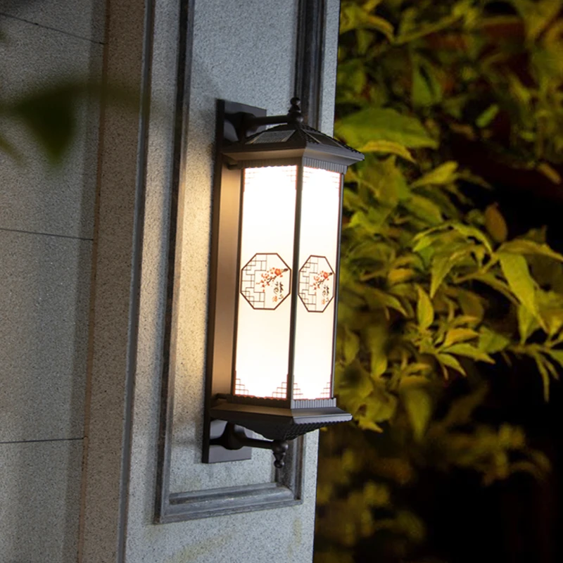 TINNY-lámpara Solar de pared para exteriores, luz LED creativa con patrón de flor de ciruelo, candelabro impermeable IP65 para casa, Villa y patio