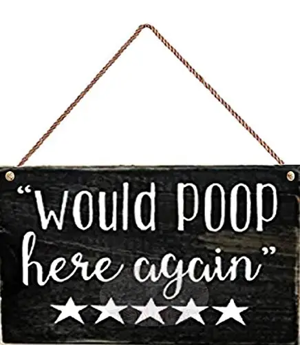 TSOSK New Wooden Signs Would Poop here Again Mini Block Wood Sign,Wall Decoration Wooden Sign 8x12 INCH Funny Gifts for Men sign