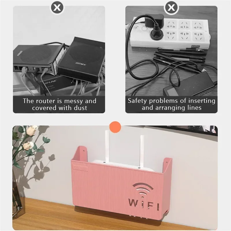 Boxes Home Console Wireless Storage Bracket Box Wifi Decor Media Office Cable Router Power Holders Wall Organizer Hanging