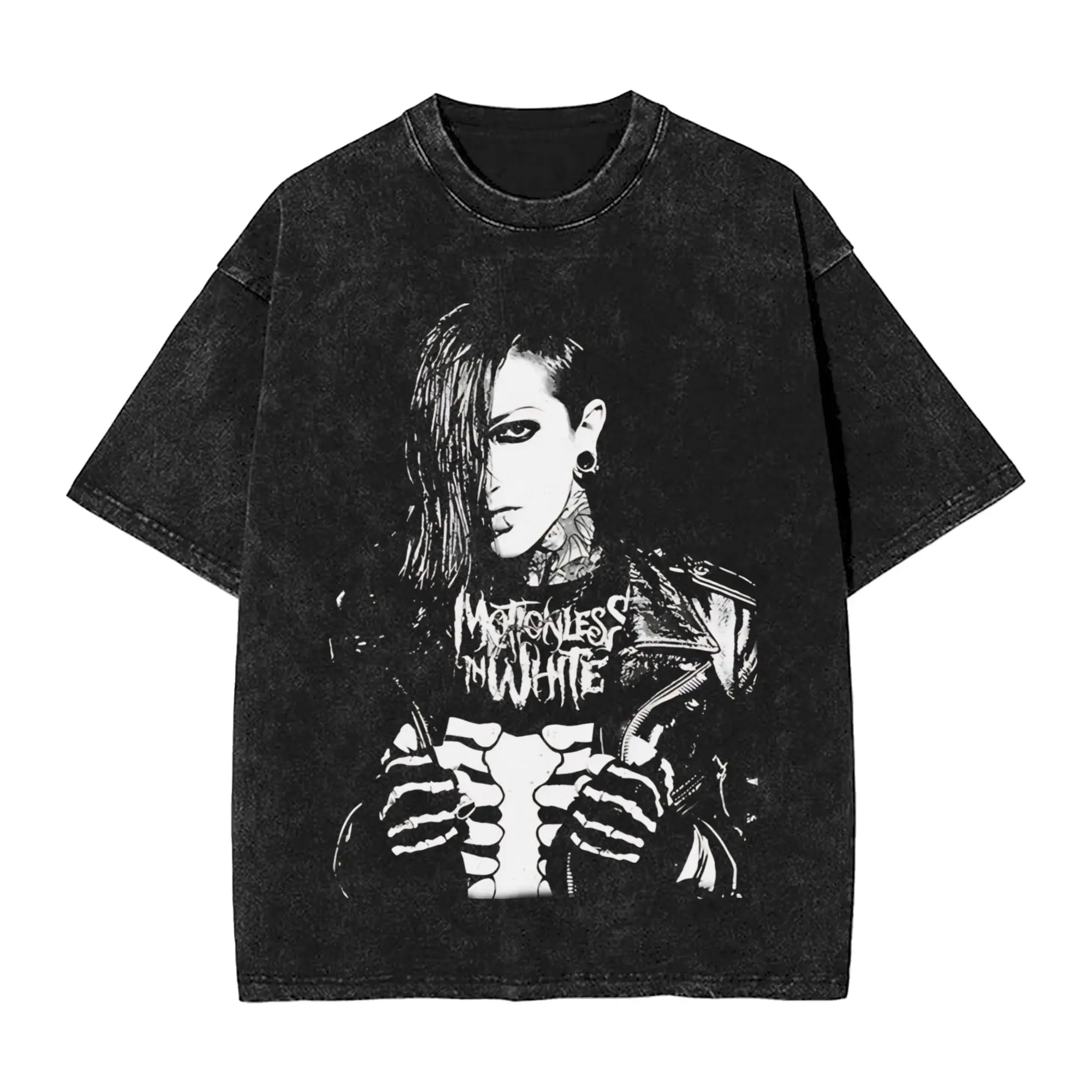 Motionless In White T Shirts Hip Hop Washed 100% Cotton Harajuku T-Shirt Relaxed Fit Vintage Men Women Streetwear Summer Tees
