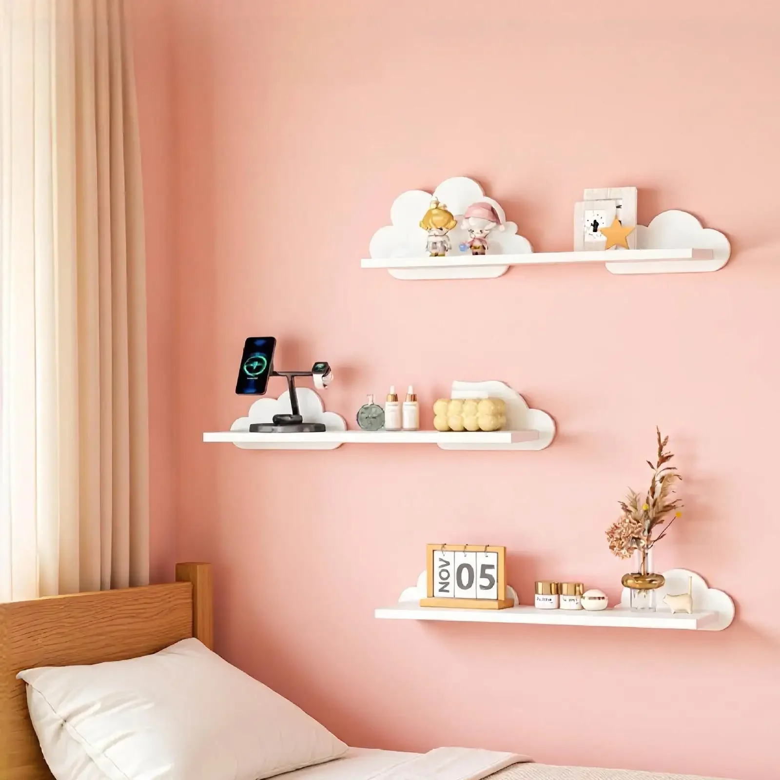 Wall Shelf Shelf Double Cloud Wall-mounted Wall Shelf TV Wall Decoration Shelf Cloud Partition