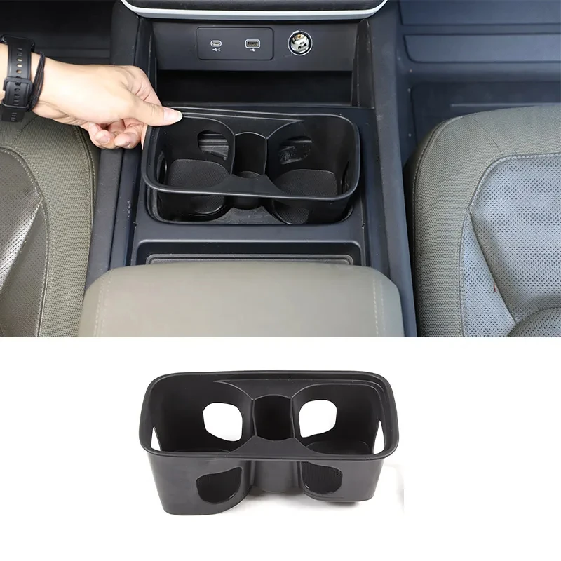 

TPE Black Car Center Console Water Cup Holder Storage Box For Land Rover Defender 90 110 130 2020-2024 Car Interior Accessories