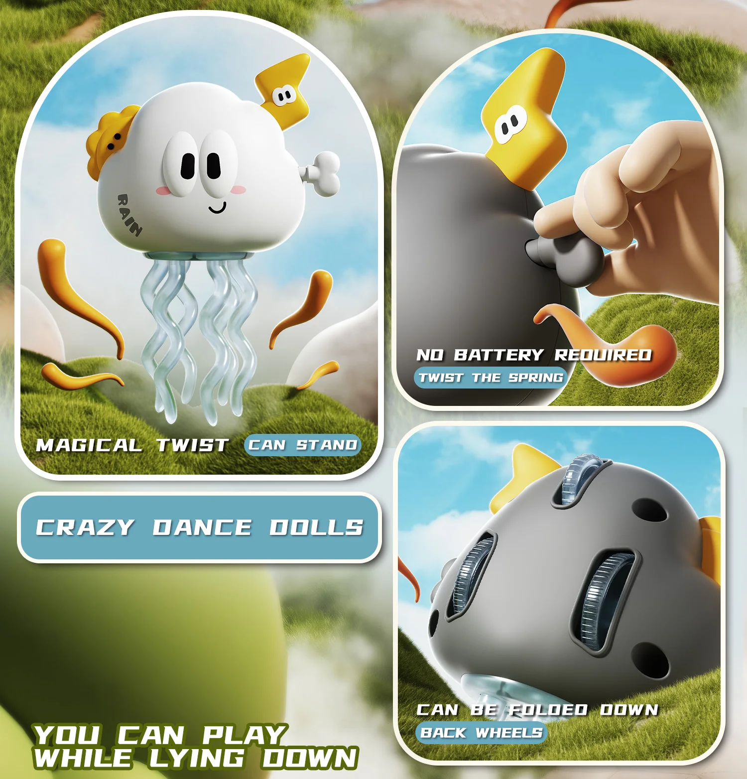 ของเล่นเด็กแบบไขลานรูปเมฆเต้นรำและผีเต้นรำ ของเล่นการ์ตูนแบบอินเทอร์แอคทีฟสำหรับเด็กทารก ของเล่นเต้นรำสำหรับเด็กวัยหัดคลาน ของขวัญวันเกิดสำหรับเด็กเล็ก