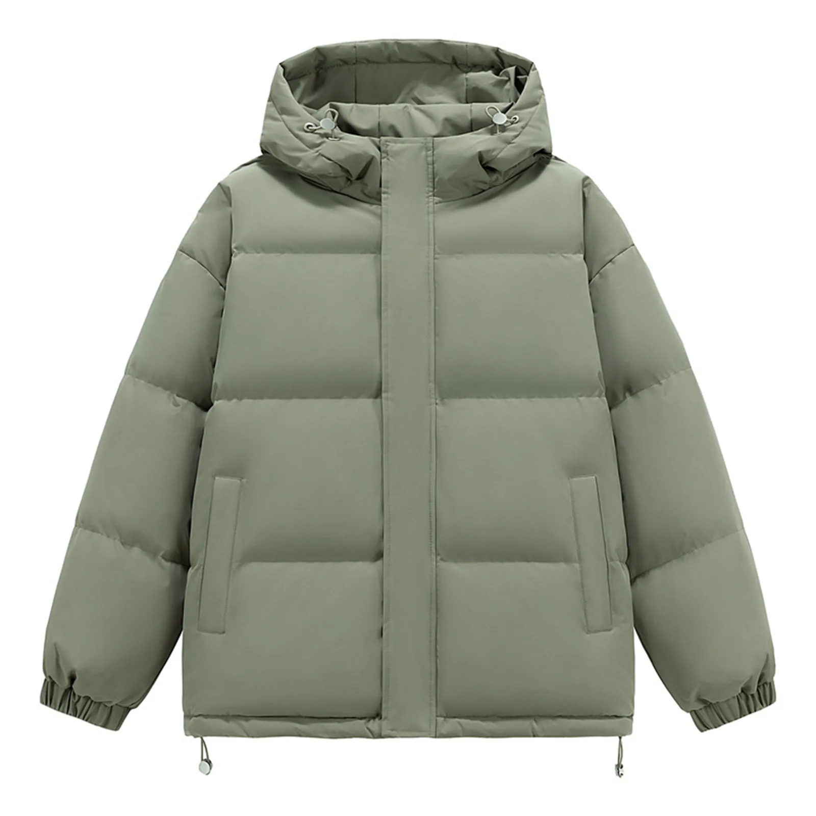 Männer Puffer Jacke Daunen mantel neue Winter dicke High Neck Kapuze voller Reiß verschluss bis Baumwolle gepolsterte Mäntel lose wasserdichte Wind jacke