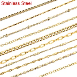 2meters Gold Color Stainless Steel Chains Bulk Metal Box Ball Bead Link Chains Lot Necklace Bracelet Supplies Jewelry Making